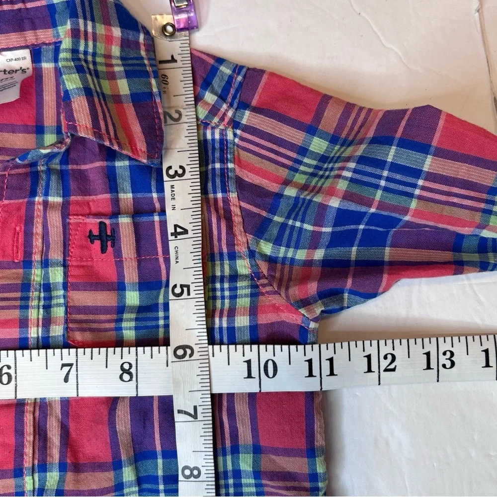 Carter's Red and Blue Plaid Button Down Shirt Boy’s Size 9M